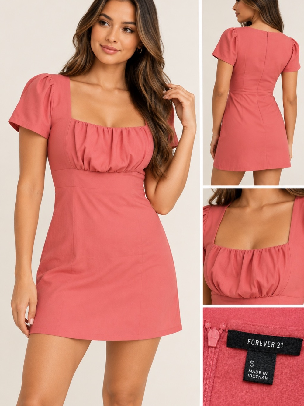 Forever 21 Dusty Rose Square-Neck Mini Dress